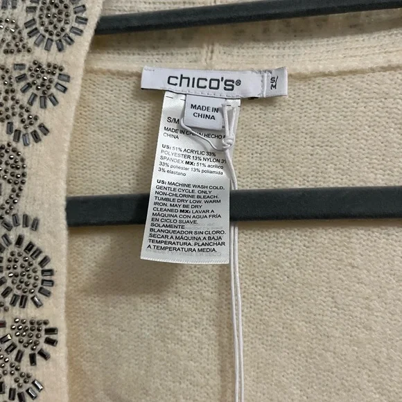 Chico's Ivory Sweater with Black Embellishments - Picture 2 of 6